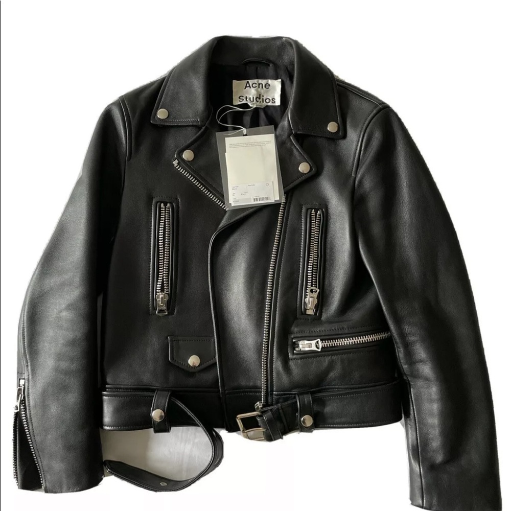 New with tags Acne Studios Black Leather Women’s Biker Jacket size 34